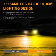 SNGL H8 H16 H11 Yellow LED Fog Light Bulb Amber 3000k 6800LM 40W High Power Halogen Bulbs Lamp Replacement 2pcs - SNGLlighting 
