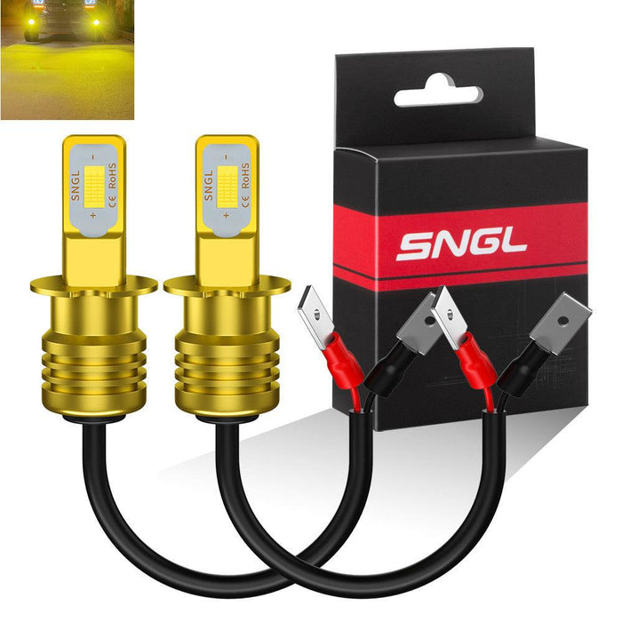 SNGL H3 Yellow LED Fog Light Bulbs 3000k Extremely Bright High Power DRL or  Fog Light Lamp Replacement 3600LM 2pcs