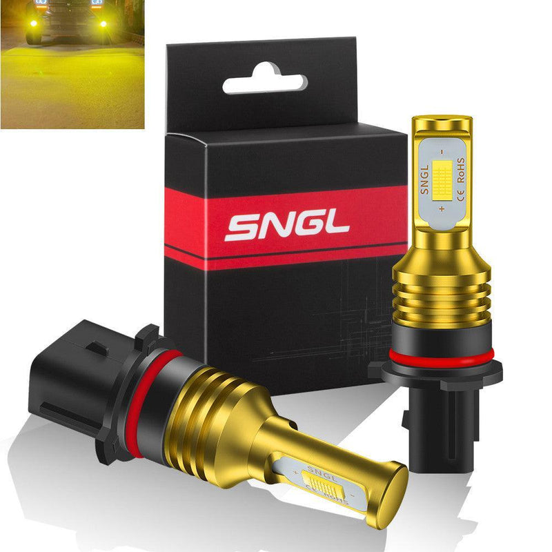 SNGL P13W LED Bulbs yellow 3000k for Halogen Daytime Running Lights DRL or Fog Light Lamp Replacement Plug-and-Play 3600LM  (Pack of 2) - SNGLlighting 